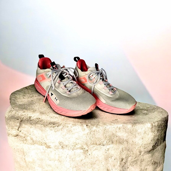 Under Armour Project Rock Beige and Pink Trainers - Picture 4 of 8